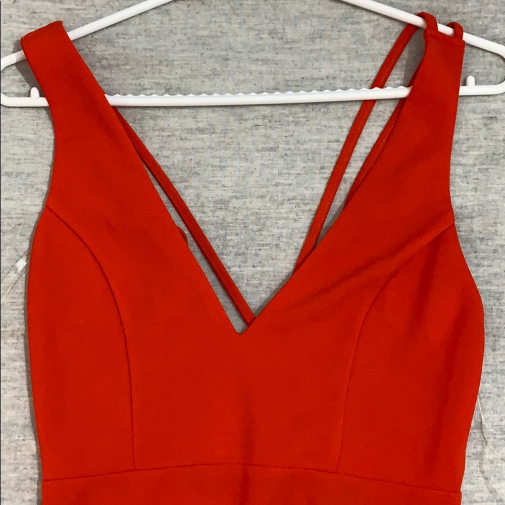 Fashion Nova Red V Neck Strappy Back Midi Dress - Picture 2 of 5